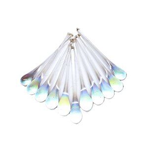 Blown Glass Tear Drop Iridescent Ornament Set Lot x11 Christmas Clear 6.5"
